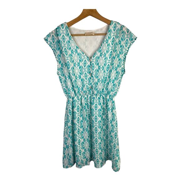 Everly Anthropologie Womens Aztec Southwestern Print Mini Blue Dress Size Small - Picture 1 of 6